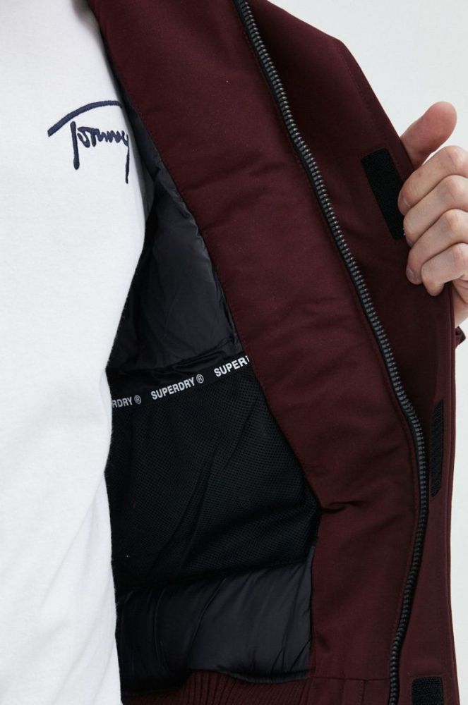Куртка Superdry чоловіча колір бордовий зимова фото 7
