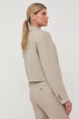 Льняний жакет Tiger Of Sweden колір бежевий двобортний однотонна