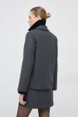 Вовняний піджак Selected Femme колір сірий двобортний однотонна