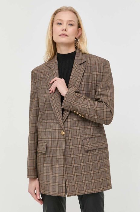 Піджак з домішкою вовни Pinko колір коричневий однобортний візерунок