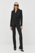 Вовняний піджак Luisa Spagnoli колір чорний двобортний однотонний