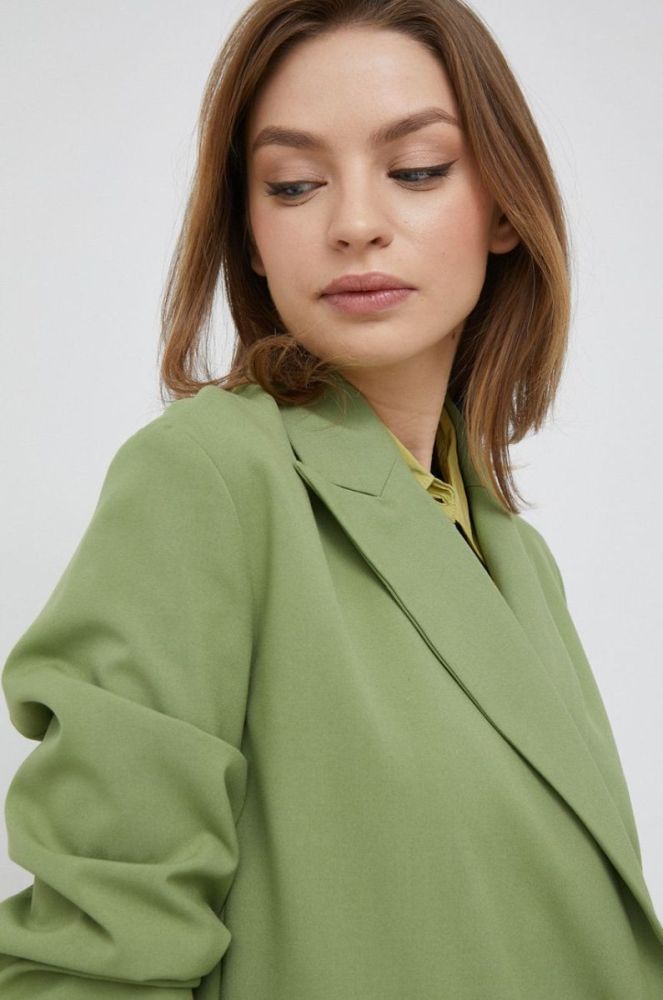 Піджак United Colors of Benetton колір зелений двобортний однотонна фото 4