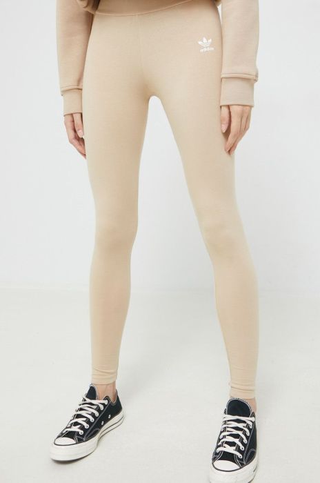Легінси adidas Originals жіночі колір бежевий однотонні