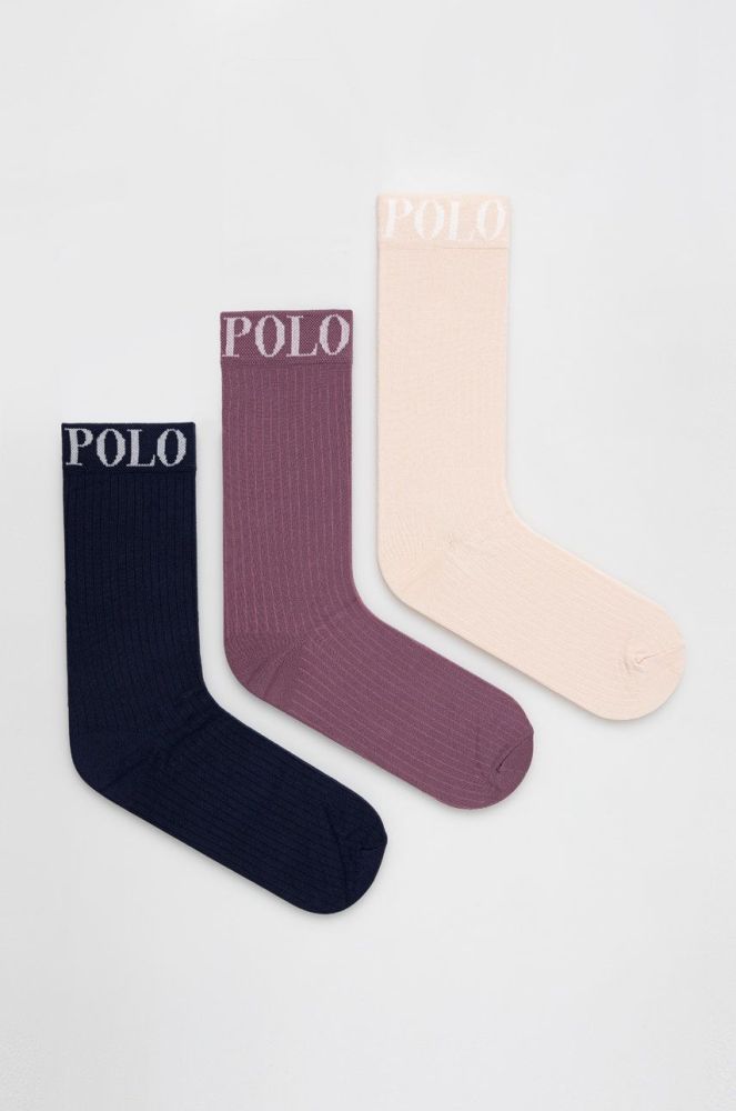 Шкарпетки Polo Ralph Lauren 3-pack жіночі колір синій