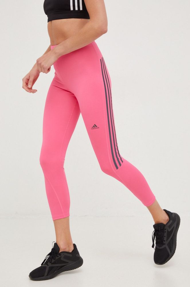 Легінси для бігу adidas Performance Run Icons жіночі колір рожевий з принтом