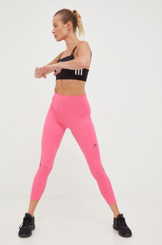 Легінси для бігу adidas Performance Run Icons жіночі колір рожевий з принтом фото 2