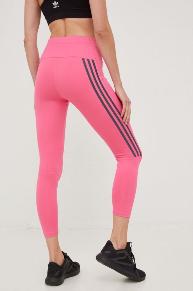 Легінси для бігу adidas Performance Run Icons жіночі колір рожевий з принтом фото 3