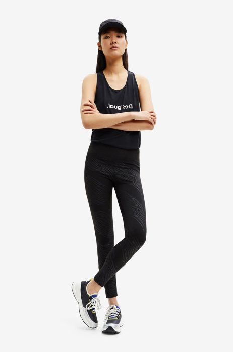 Легінси Desigual жіночі колір чорний з принтом