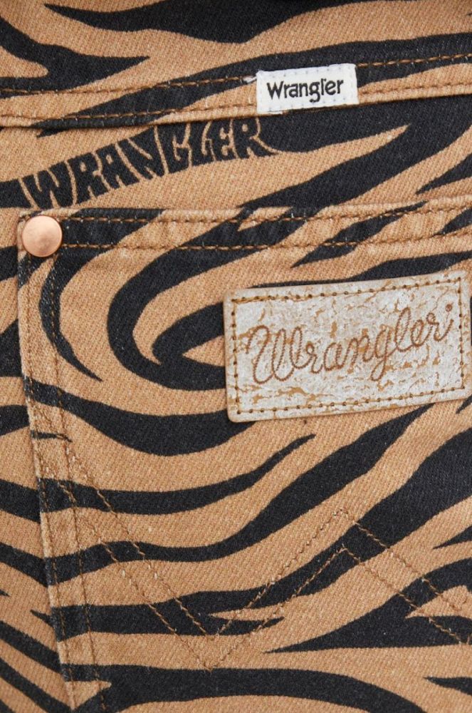 Бавовняні джинси Wrangler жіночі висока посадка колір коричневий фото 4