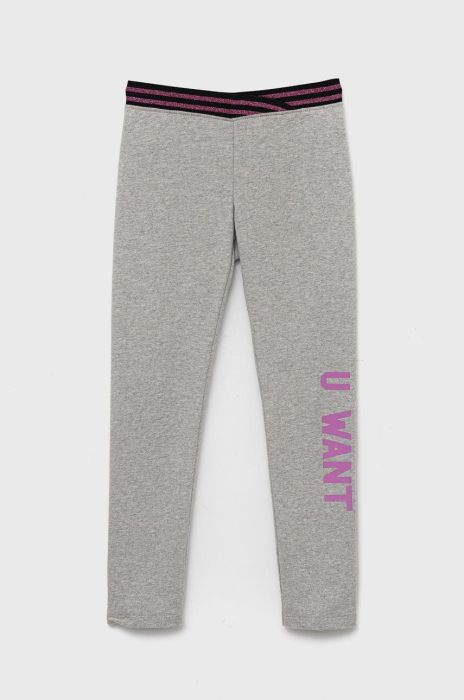 Дитячі легінси United Colors of Benetton колір сірий з принтом