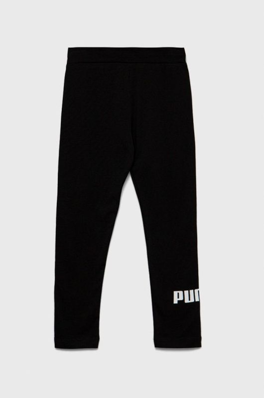 Дитячі легінси Puma колір чорний з принтом