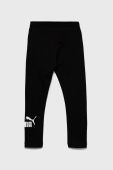 Дитячі легінси Puma колір чорний з принтом