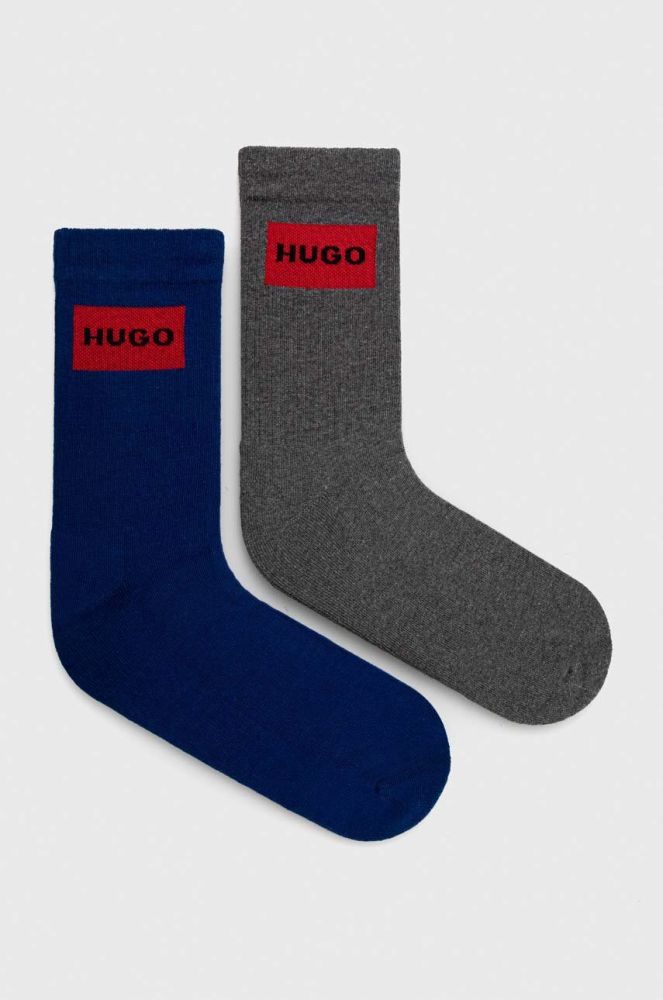Шкарпетки HUGO (2-pack) чоловічі колір блакитний (2717747)