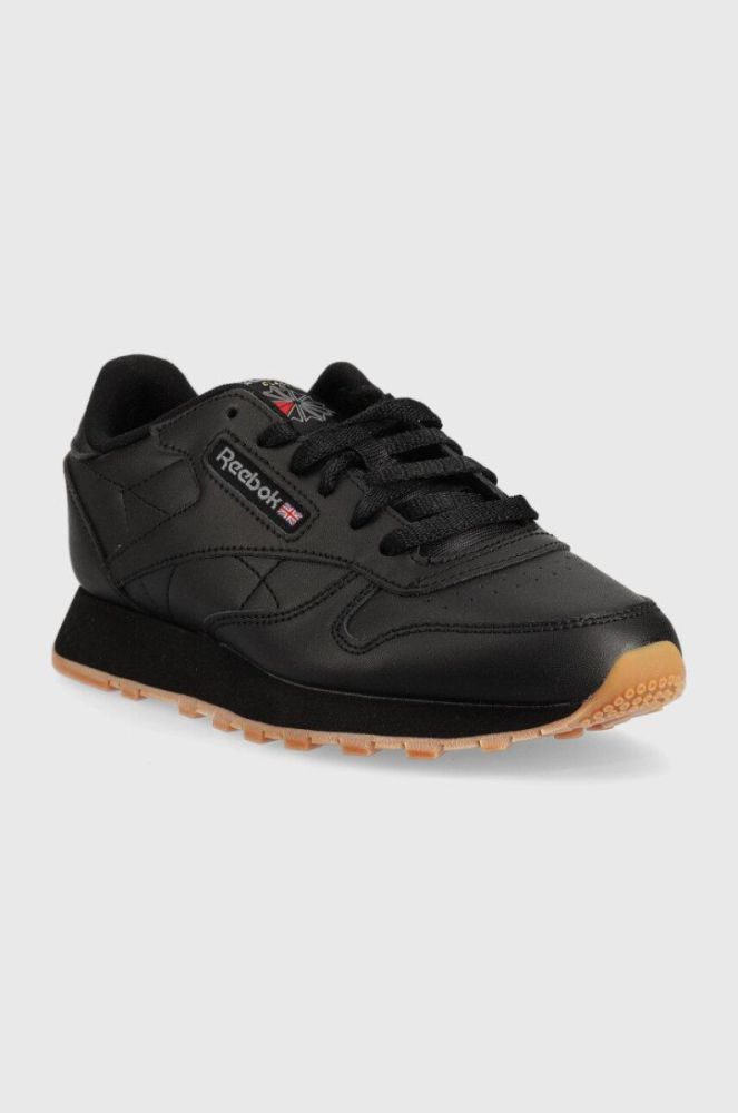 Дитячі шкіряні кросівки Reebok Classic Cl Lthr колір чорний фото 2