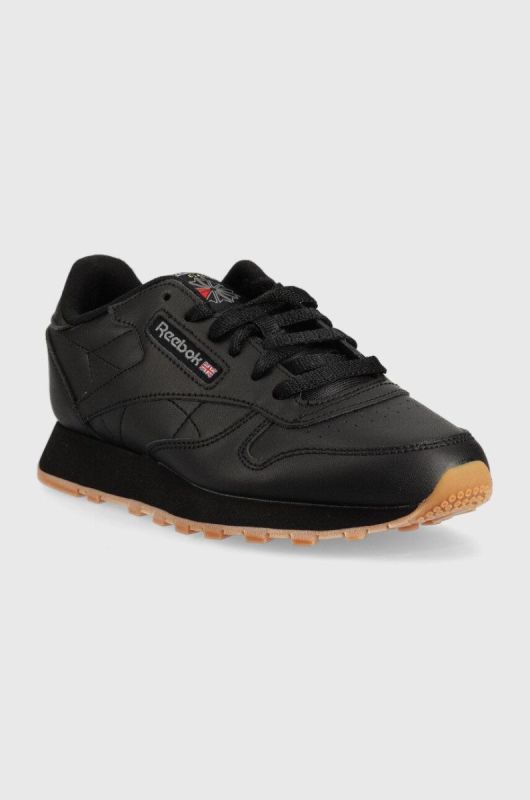 Дитячі шкіряні кросівки Reebok Classic Cl Lthr колір чорний фото 2