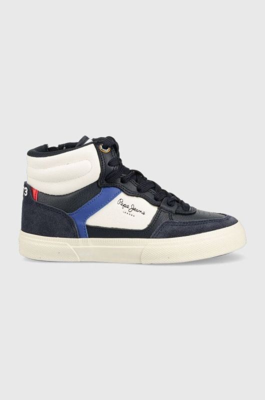 Дитячі шкіряні кросівки Pepe Jeans колір синій