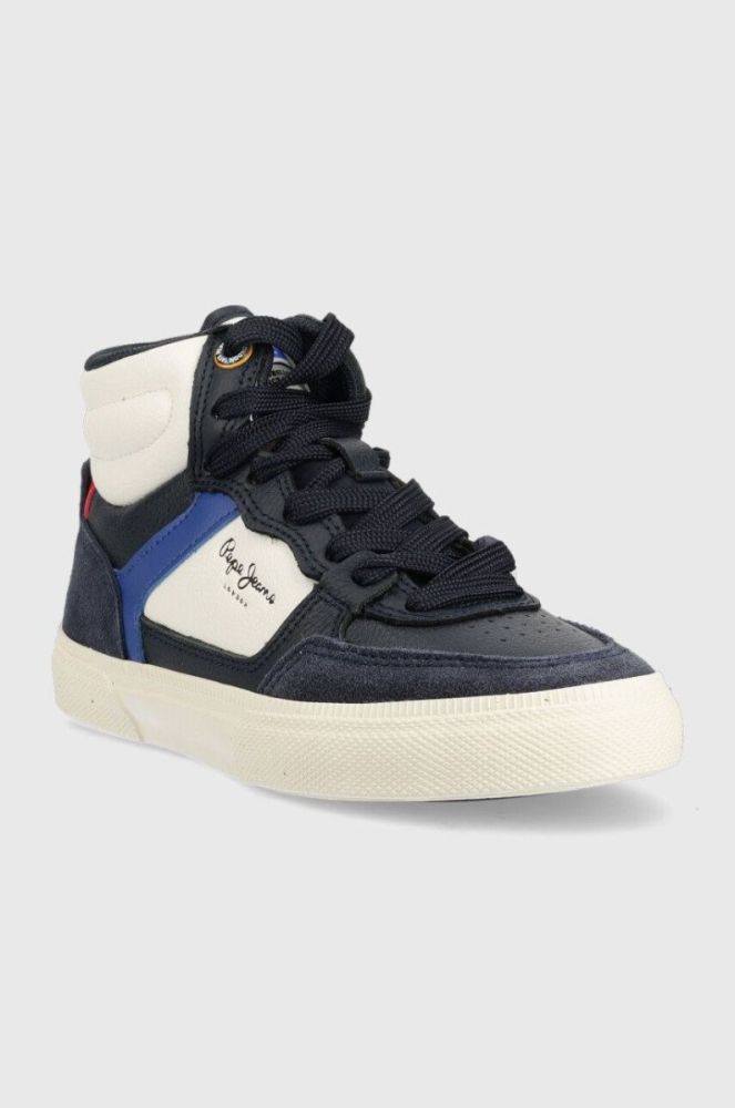 Дитячі шкіряні кросівки Pepe Jeans колір синій фото 2