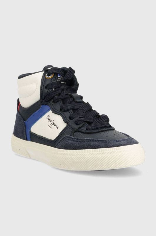 Дитячі шкіряні кросівки Pepe Jeans колір синій фото 2