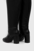 Шкіряні чоботи Sisley жіночі колір чорний каблук блок