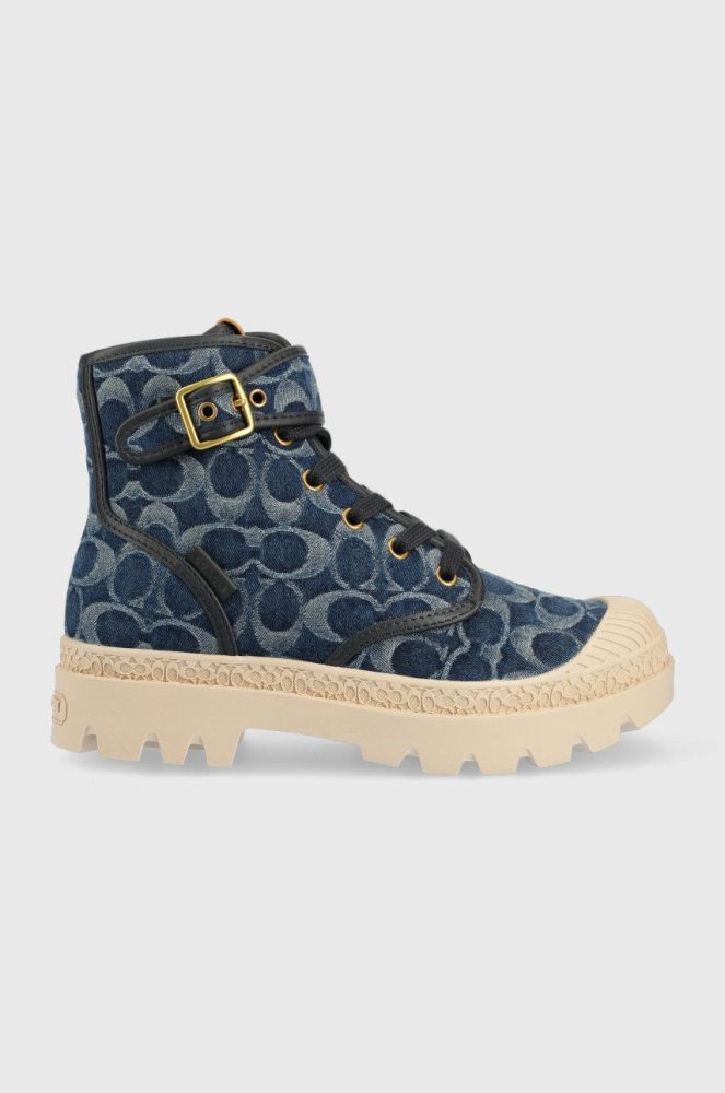 Кеди Coach Trooper Denim Boot жіночі колір синій CA510