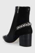 Шкіряні черевики Guess Hibah жіночі колір чорний каблук блок