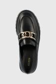 Шкіряні мокасини Guess Ilary жіночі колір чорний на платформі