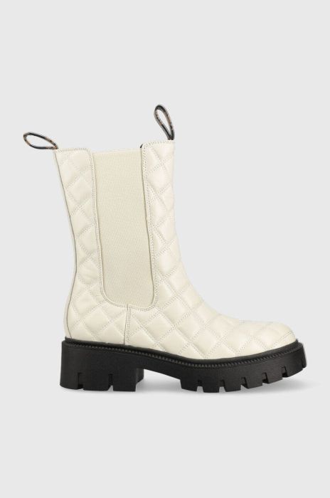 Шкіряні черевики Guess Serlen жіночі колір бежевий на платформі Шкіряні черевики Guess Serlen жіночі колір бежевий на платформі