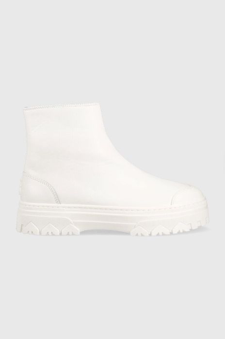 Шкіряні черевики Patrizia Pepe жіночі колір білий на платформі Шкіряні черевики Patrizia Pepe жіночі колір білий на платформі