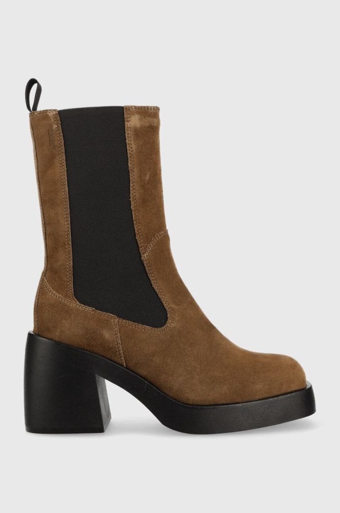 Замшеві черевики Vagabond Shoemakers Brooke жіночі колір коричневий каблук блок