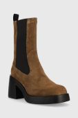 Замшеві черевики Vagabond Shoemakers Brooke жіночі колір коричневий каблук блок Замшеві черевики Vagabond Shoemakers Brooke жіночі колір коричневий каблук блок
