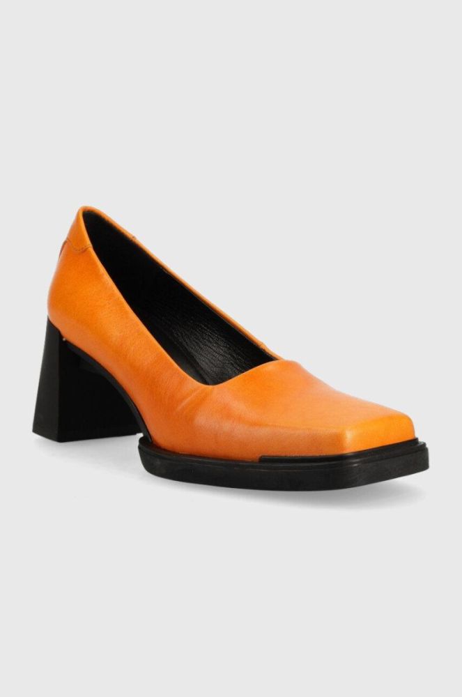 Шкіряні туфлі Vagabond Shoemakers Edwina колір помаранчевий каблук блок фото 2