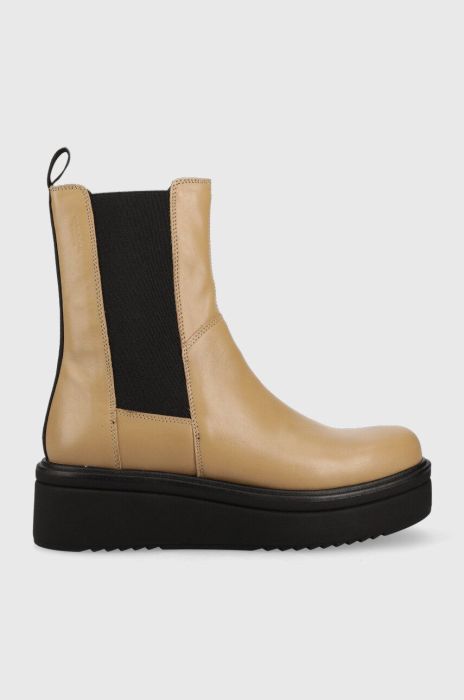 Шкіряні черевики Vagabond Shoemakers Tara жіночі колір бежевий на платформі Шкіряні черевики Vagabond Shoemakers Tara жіночі колір бежевий на платформі