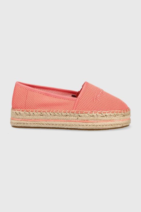 Еспадрилі Tommy Hilfiger Th Textured Flatform колір рожевий на платформі