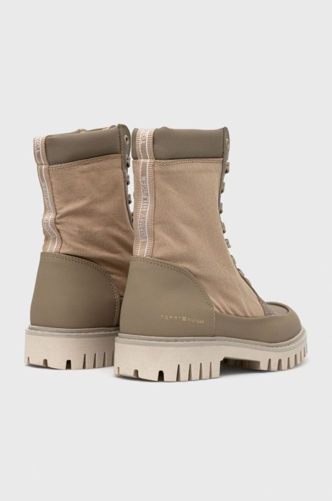 Черевики Tommy Hilfiger Th Casual Lace Up Boot жіночі колір бежевий на плоскому ходу фото 3