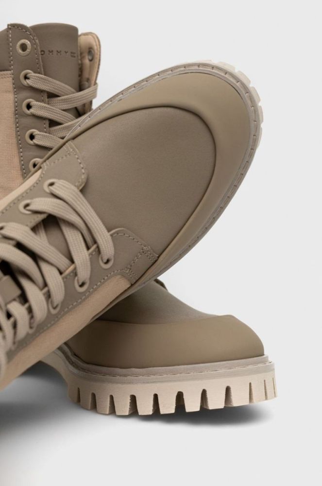 Черевики Tommy Hilfiger Th Casual Lace Up Boot жіночі колір бежевий на плоскому ходу фото 4