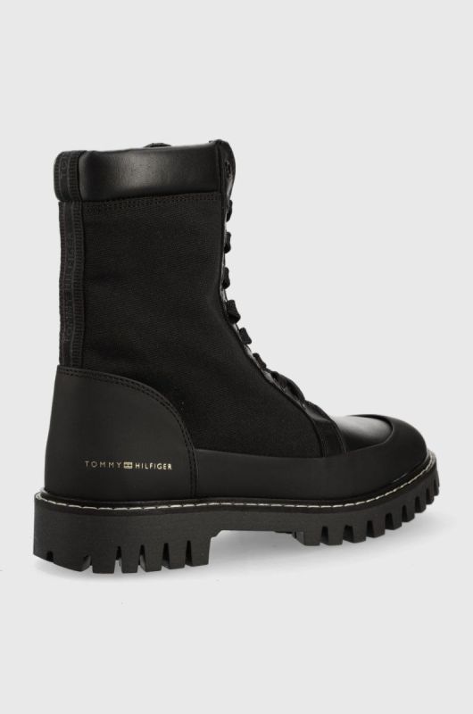 Черевики Tommy Hilfiger Th Casual Lace Up Boot жіночі колір чорний на плоскому ходу фото 2