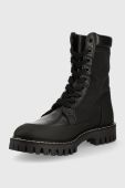 Черевики Tommy Hilfiger Th Casual Lace Up Boot жіночі колір чорний на плоскому ходу