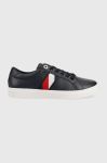 Шкіряні кросівки Tommy Hilfiger Corporate Tommy Cupsole колір синій Шкіряні кросівки Tommy Hilfiger Corporate Tommy Cupsole колір синій