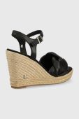 Шкіряні сандалі Tommy Hilfiger Th Waves High Wedge жіночі колір чорний на танкетці