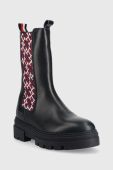Шкіряні черевики Tommy Hilfiger Monogram Chelsea Boot жіночі колір синій на плоскому ходу