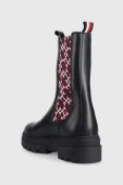 Шкіряні черевики Tommy Hilfiger Monogram Chelsea Boot жіночі колір синій на плоскому ходу