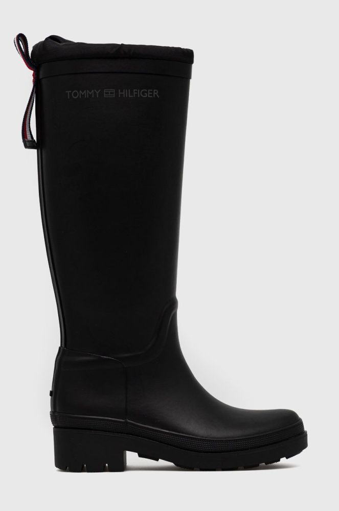 Гумові чоботи Tommy Hilfiger Th Overknee Rainboot Monogram жіночі колір чорний