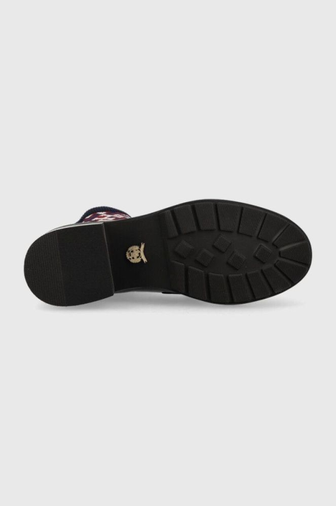 Шкіряні черевики Tommy Hilfiger Tommy Monogram Bootie жіночі колір синій каблук блок фото 5