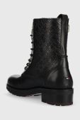 Шкіряні черевики Tommy Hilfiger Th Monogram Biker Boot жіночі колір чорний на плоскому ходу Шкіряні черевики Tommy Hilfiger Th Monogram Biker Boot жіночі колір чорний на плоскому ходу
