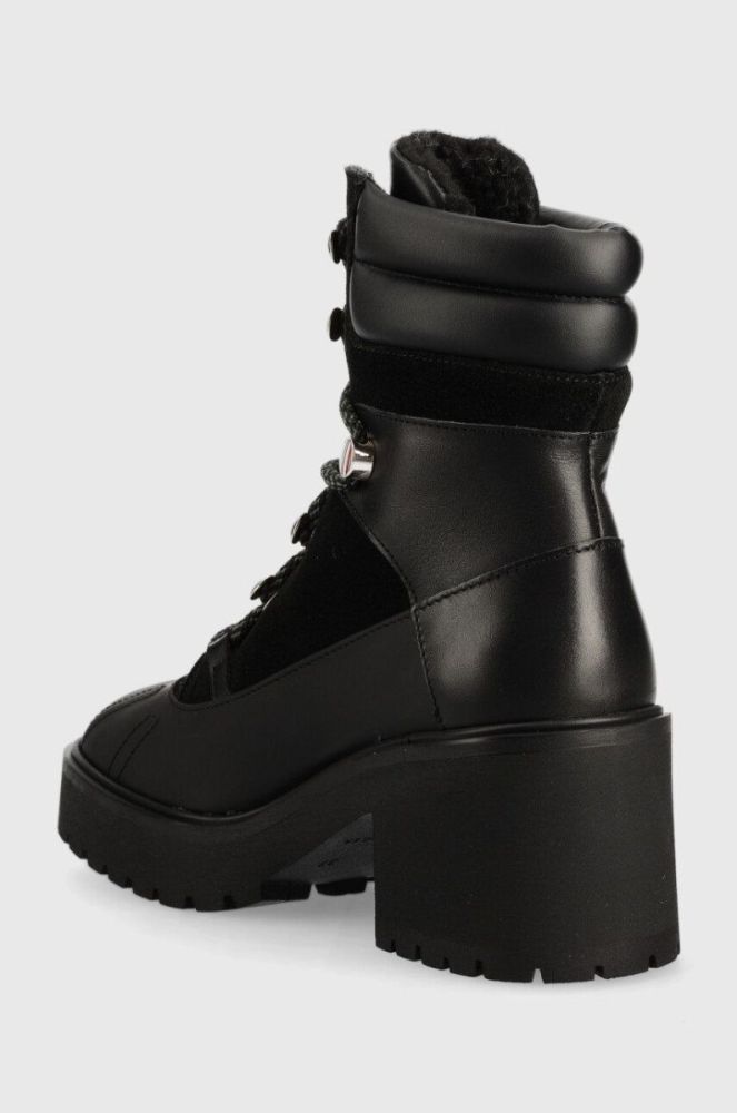 Шкіряні черевики Tommy Hilfiger Heel Laced Outdoor Boot жіночі колір чорний каблук блок злегка утеплена фото 3