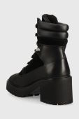 Шкіряні черевики Tommy Hilfiger Heel Laced Outdoor Boot жіночі колір чорний каблук блок злегка утеплена
