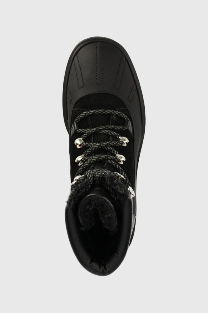 Шкіряні черевики Tommy Hilfiger Heel Laced Outdoor Boot жіночі колір чорний каблук блок злегка утеплена фото 4