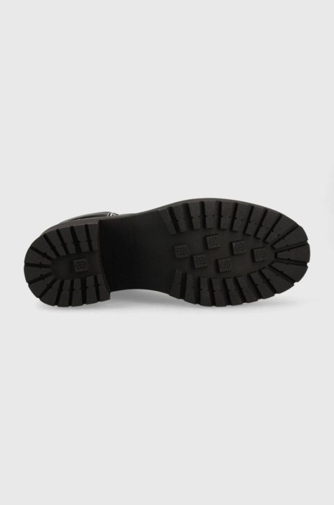Шкіряні черевики Tommy Hilfiger Heel Laced Outdoor Boot жіночі колір чорний каблук блок злегка утеплена фото 5