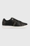 Шкіряні кросівки Tommy Hilfiger Signature Webbing Court Sneaker колір чорний Шкіряні кросівки Tommy Hilfiger Signature Webbing Court Sneaker колір чорний