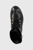 Шкіряні черевики Tommy Hilfiger Th Essentials Biker Boot жіночі колір чорний на плоскому ходу утеплене Шкіряні черевики Tommy Hilfiger Th Essentials Biker Boot жіночі колір чорний на плоскому ходу утеплене